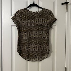 H&M Black and Gold Geometric Blouse